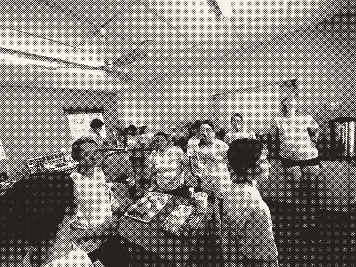 A team preparing food in the church kitchen