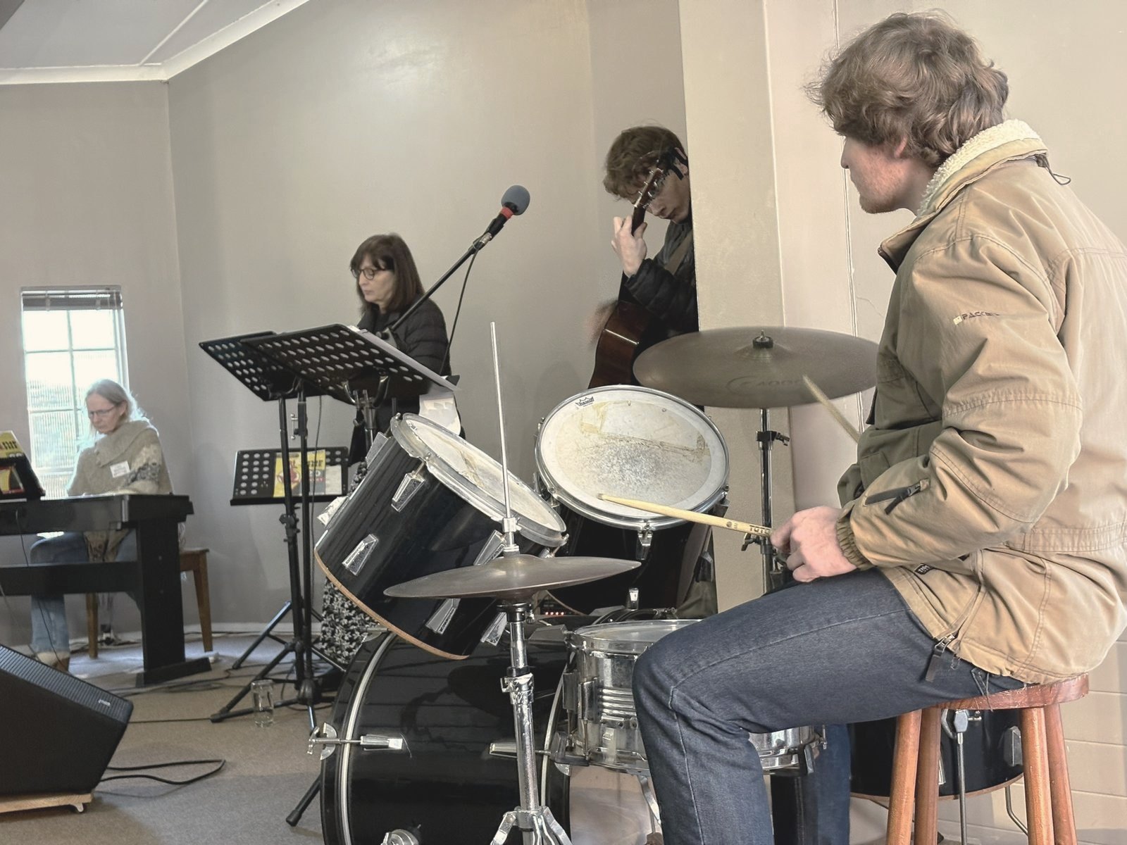 The music team leading singing on a Sunday